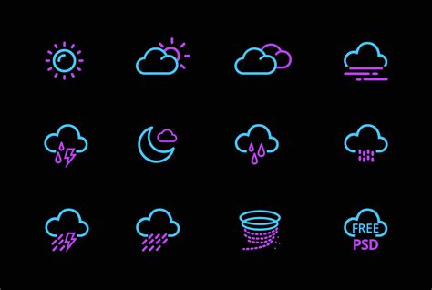 Free Weather App Icons (PSD)