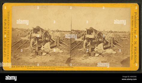 Red River Carts Indians And Half Breeds On Trading Expedition Carts
