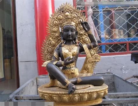 24 INCH Tibet Buddhism Fane Bronze Vajrapani Avalokitesvara Buddha