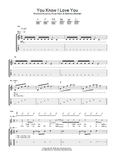 You Know I Love You Guitar Tab Print Sheet Music Now