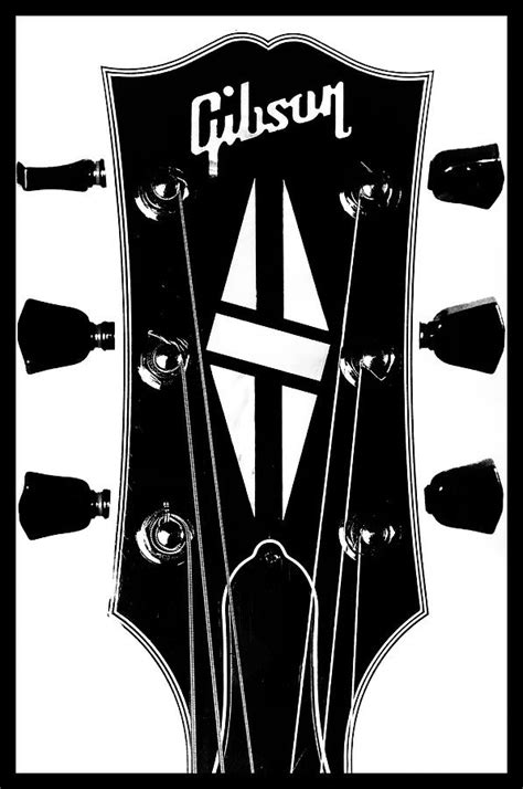 Gibson Headstock Black And White Digital Art By Christopher Cutter Fine Art America