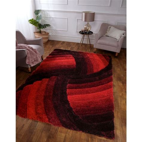 Ultimate Mumbai Red Modern Shaggy Rug Ashanti Rugs