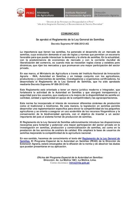 Pdf Comunicado Se Aprob El Reglamento De La Ley General Se Aprob