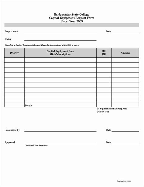 Equipment Checkout Form Template