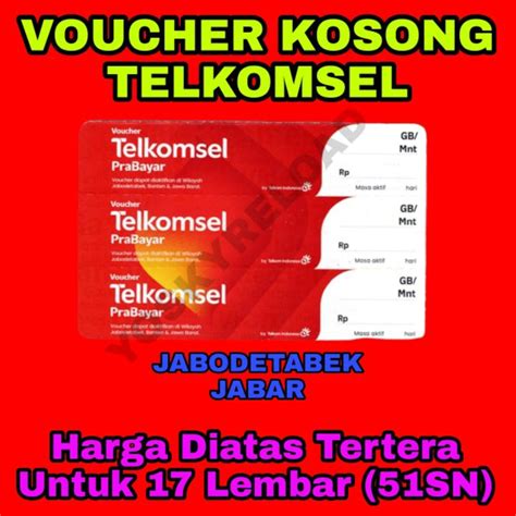 Jual VOUCHER KOSONG TELKOMSEL JABODETABEK JABAR 17 Lembar 51SN