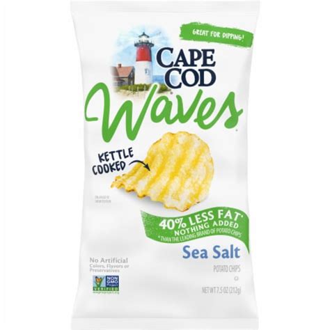 Cape Cod Potato Chips Wavy Cut Less Fat Sea Salt Kettle Chips 75 Oz