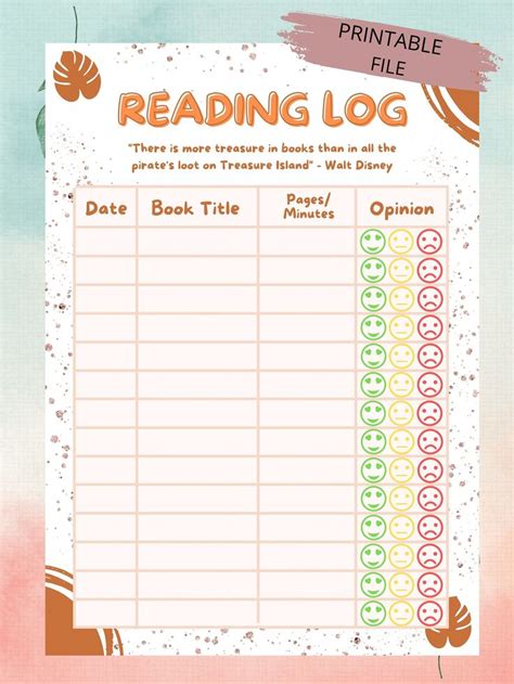 Kids Reading Log For Kids Reading Log Journal Kids Printable Journal