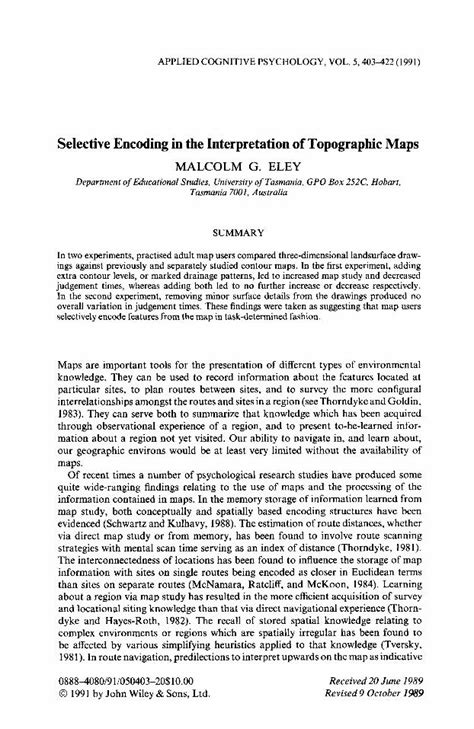 Pdf Selective Encoding In The Interpretation Of Topographic Maps