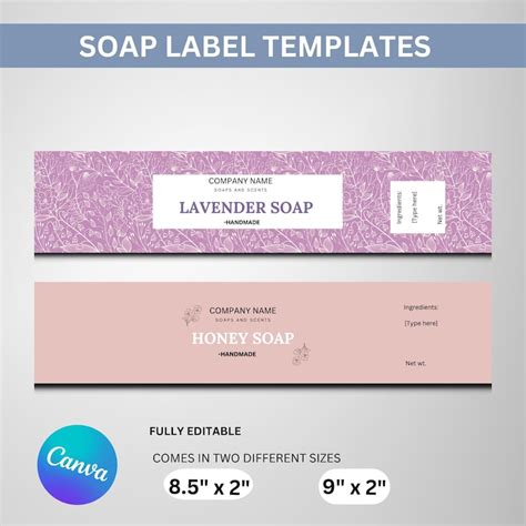 Editable Soap Label Templates Etsy