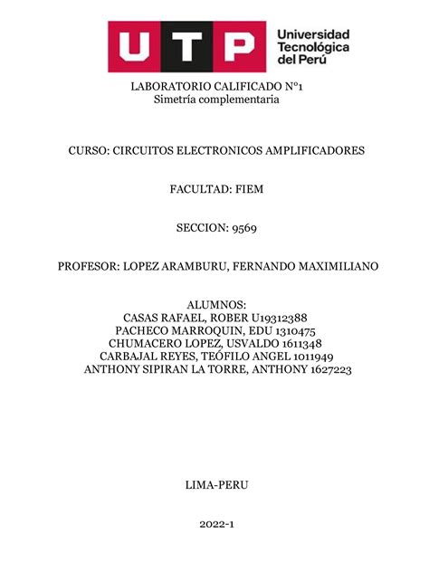 Lab Ampli Lab Laboratorio Calificado N Simetr A Complementaria