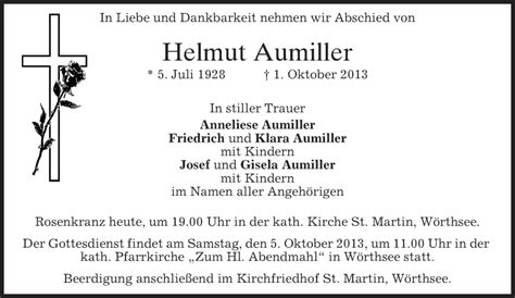 Traueranzeigen Von Helmut Aumiller Trauer Merkur De