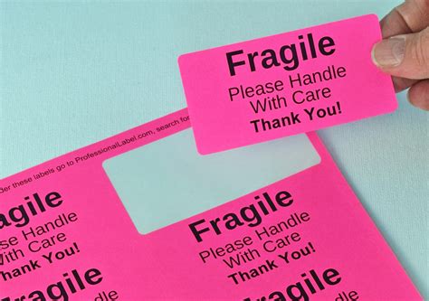 Fragile Stickers 4 X 2 Inch 250 Fluorescent Pink Labels