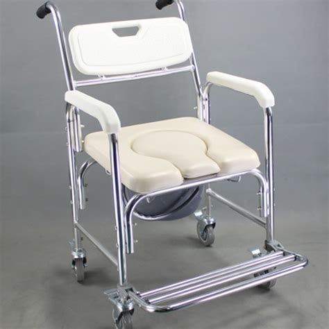 3 In 1 Aluminum Alloy Mobile Shower Bathroom Toilet Commode Chair