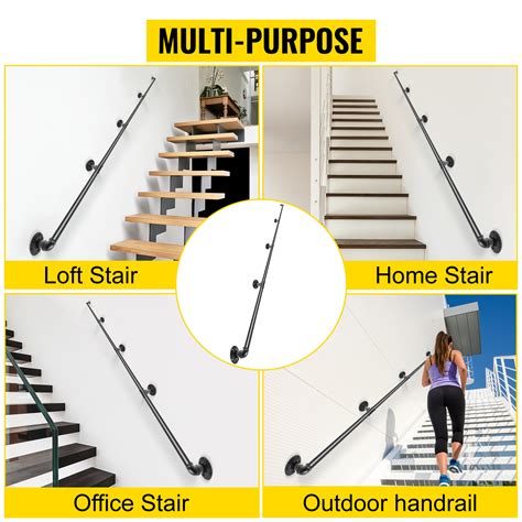 Vevor Pipe Stair Handrail Ft Staircase Handrail Lbs Load