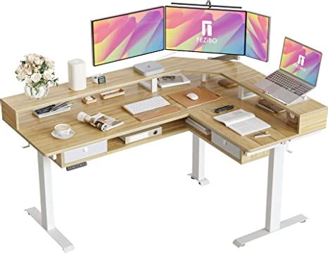 Amazon Fezibo L Shaped Standing Desk With Led Strip Electric