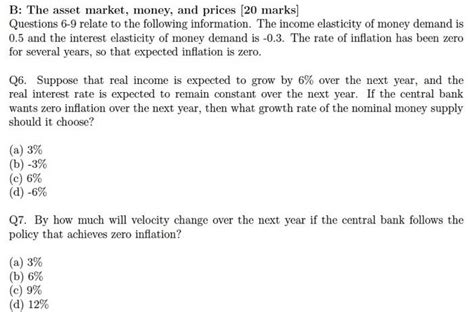 Solved B The Asset Market Money And Prices 20 Marks