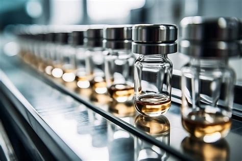 Premium AI Image | A row of glass vials with a clear liquid inside.