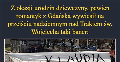 Z okazji urodzin dziewczyny pewien romantyk z Gdańska wywiesił na