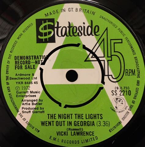 Vicki Lawrence The Night The Lights Went Out In Georgia 1973 Vinyl