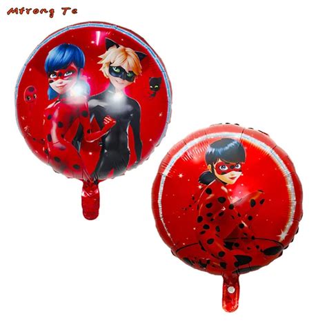 10pcs Lot 18inch Miraculous Ladybug Polka Dot Foil Helium Balloon For