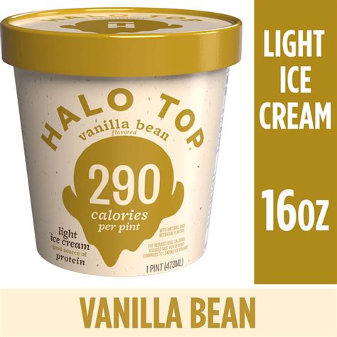 Halo Top Low Calorie Vanilla Bean Light Ice Cream Pint 16 Fl Oz