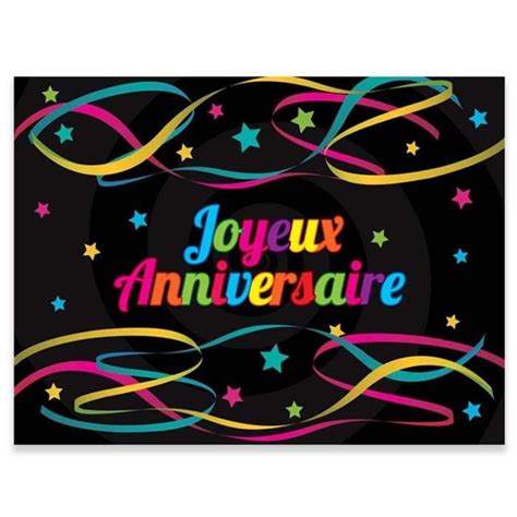 Pack De 12 Sets De Table Papier Joyeux Anniversaire Noir Muticolore