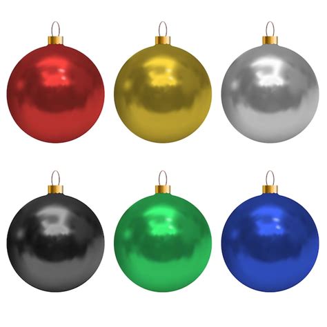 Conjunto De Bolas De Natal Colorido Brilhante Realista Isolado No Fundo