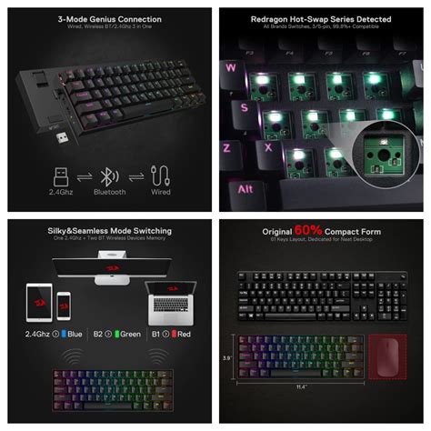 Redragon Draconic K Pro Wireless Rgb Gaming Mechanical Keyboard