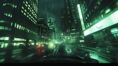 Bustling City Street With Heavy Nighttime Traffic Stock Photo Image