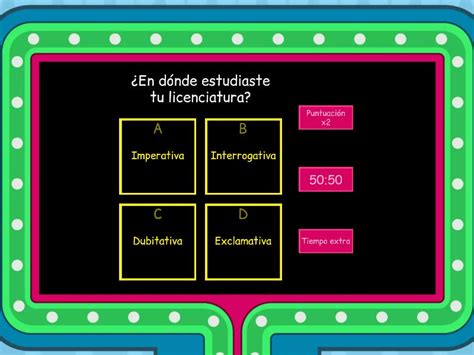 Tipos De Oraciones Gameshow Quiz