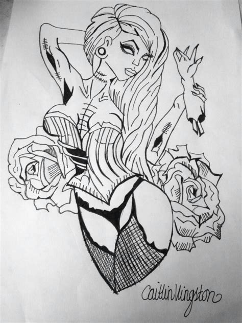 Pin By Ashley Swigert On Sketch Book In 2024 Zombie Girl Tattoos Pin