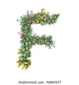 Letter F Flower Alphabet Isolated On Stock Illustration