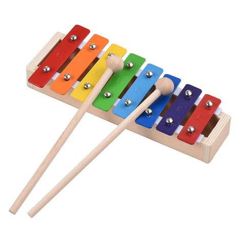 Glockenspiel de xilófono de tamaño compacto de 8 teclas con percusión