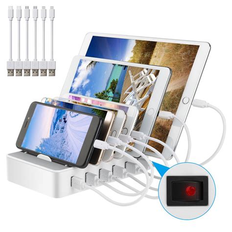 Charging Station For Multiple Devices 6 Short Mixed Cables Included