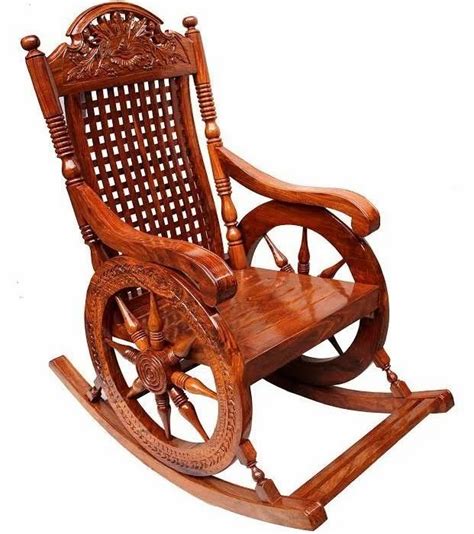 Teak Wood Carving Wheel Rocking Chair Without Cushion At Rs 14000 In