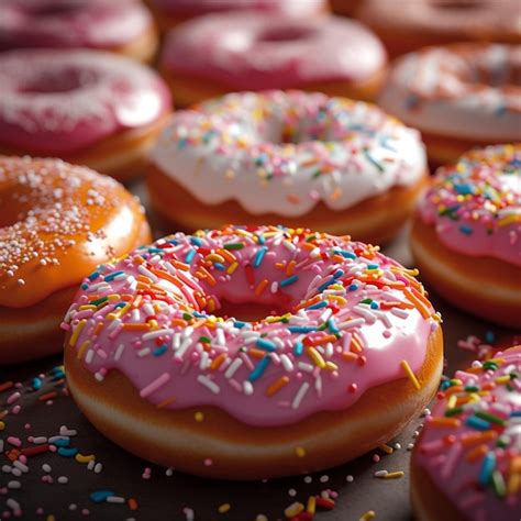 Premium Photo Irresistible Delight Array Of Sweet Glazed Donuts