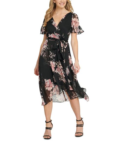 Dkny Floral Print Faux Wrap Dress Macys