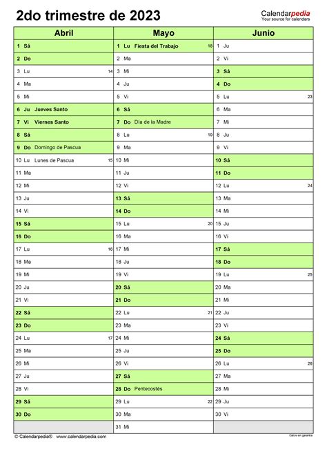 Calendario Trimestral 2023 En Word Excel Y PDF Calendarpedia