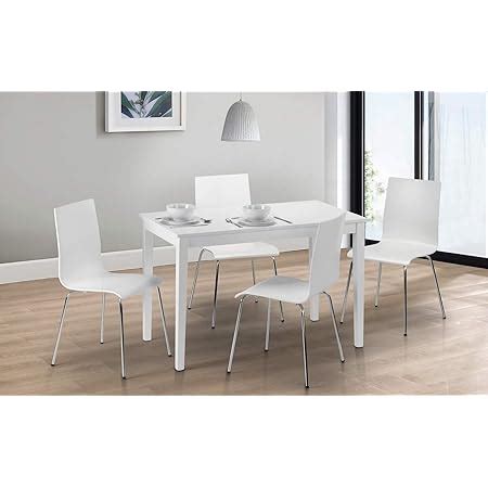 Goldfan White High Gloss Dining Table Modern Rectangle Kitchen Tables