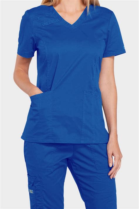 Cherokee Core Stretch V Neck Scrub Top Blue Simon Jersey