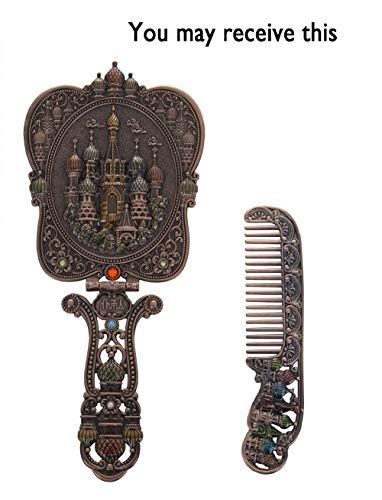 Nerien Vintage Castle Metal Hand Mirror Antique Russian Style Handheld