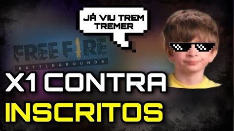 FREE FIRE AO VIVO JA VIU TREM TREMER X1 CONTRA INSCRITOS 4X4