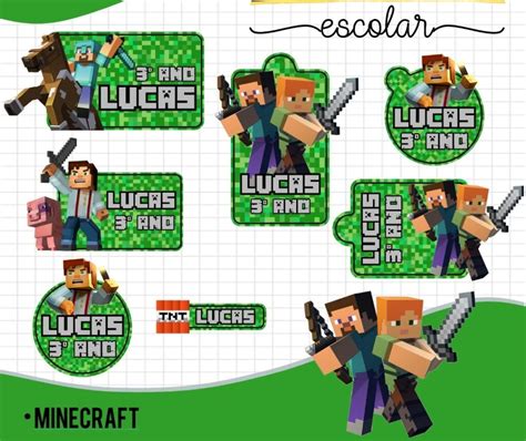 Etiquetas Escolares Minecraft V1