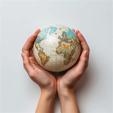 Premium Photo A Person Holding A Globe With The World On It