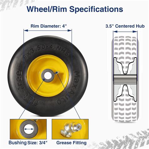 Buy MaxAuto Set Of 2 9x3 50 4 9x3 50x4 Lawnmower Tire On Wheel 3 5