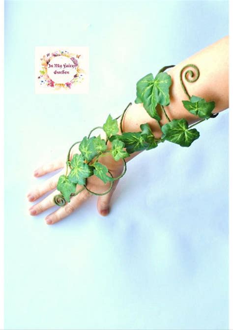 Poison Ivy Green Ivy Leaves Long Arm Cuff Wrap Slave Bracelet Etsy