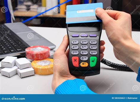 Paying With Contactless Credit Card Nfc Technology Stock Photo Image