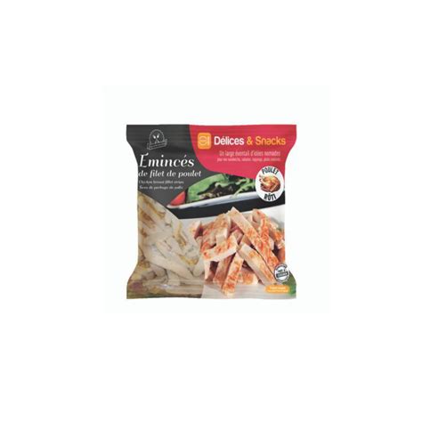 EMINCÉ DE FILET POULET HALAL CUIT ET ROTI TRANCHÉ 9 5MM IQF 1KG