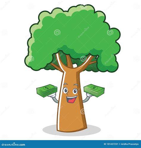 With Money Tree Character Cartoon Style Stock Vector - Illustration of ...