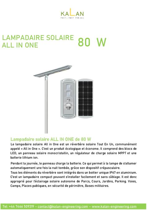 Fiche Technique Lampe 80w Kalan